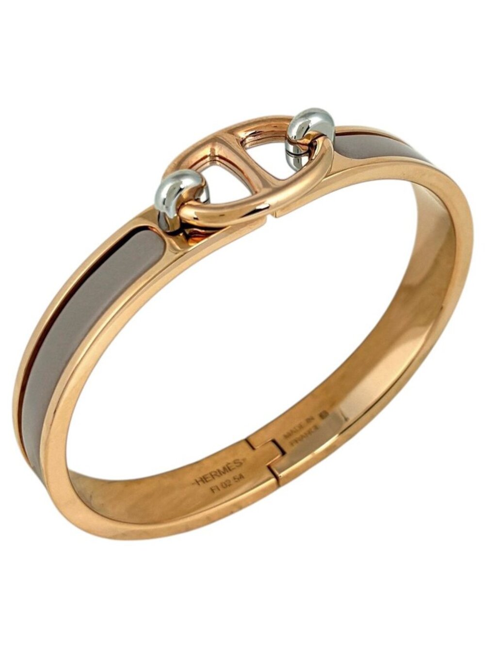Hermes Mini Clic Chaine D'ancre Bangle Enamel Bracelet Metal Gold